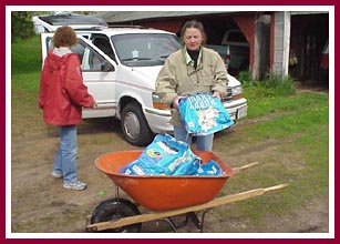 Helping to maintain the pack until all could be removed to shelters. WPMP and the Washington County Humane Society took along about 400 pounds of donated food on the May 16th follow-up visit.