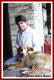 Author Dean Koontz and his golden retriever, Trixie.