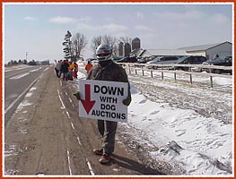 Thorp Dog Auction protest, 11 March 09: Down with Dog Auctions!