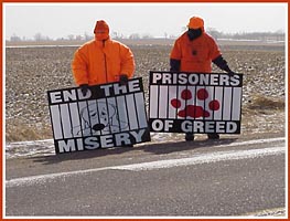 Thorp Dog Auction protest, 11 March 09: End the Misery, Prisoners of Greed 