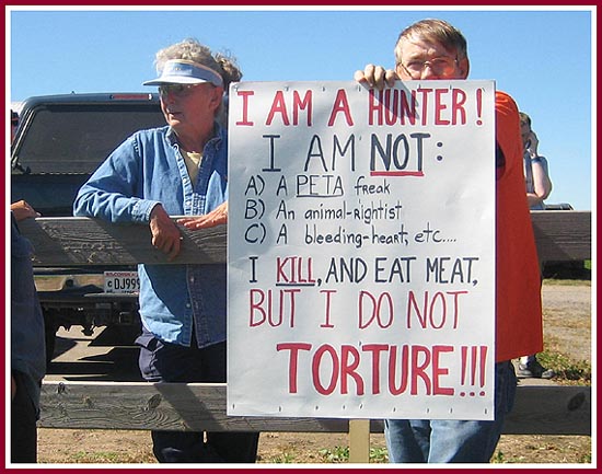 A hunter protesting the Thorp dog auction.